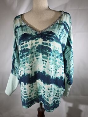 Juicy Couture Lush & Plush Cold Shoulder Tie Dye Rhinestone Top - Medium